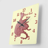 schattige rode draak mythische fantasiekwestie vierkante klok (Hoek)