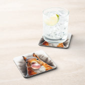 Schattige rode eekhoorn blazen bubble gum kinderka bier onderzetter (Rechterzijde)