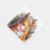 Schattige rode eekhoorn blazen bubble gum kinderka servet (Hoek)