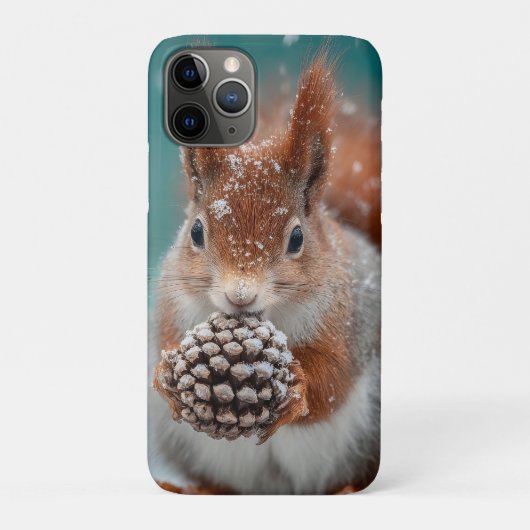Schattige rode eekhoorn in de sneeuw met een pinec Case-Mate iPhone case (Achterkant)