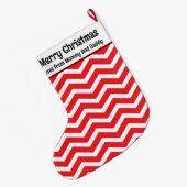Schattige rode en witte Chevron aangepaste boodsch Grote Kerstsok (Achterkant (Hangend))