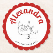 Schattige Rode En Witte Edward Lear Kat Dansfeest Kartonnen Onderzetters (Voorkant)