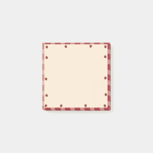 Schattige rode en witte gingham aardbeienthema post-it® notes (Voorkant)