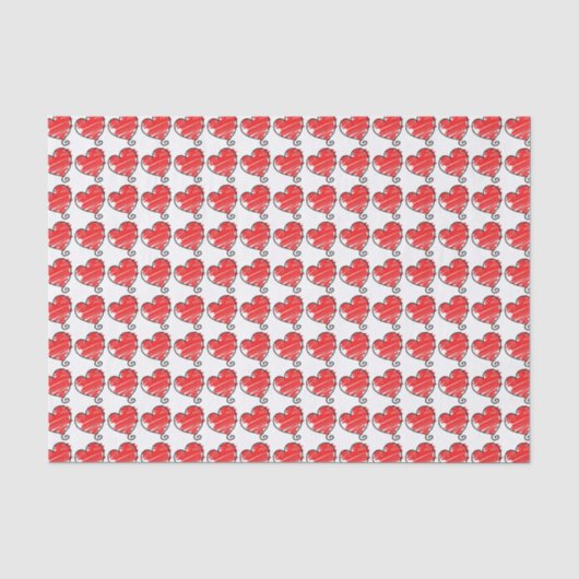 Schattige Rode en Witte Hartjes Valentijn Tissuepapier (Voorkant)