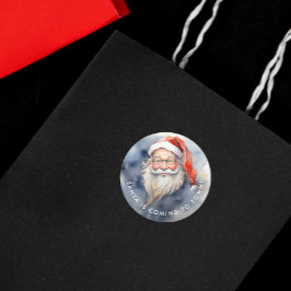 Schattige rode en witte Kerstman Portret Aquarel Ronde Sticker