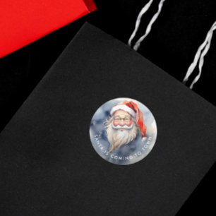 Schattige rode en witte Kerstman Portret Aquarel Ronde Sticker