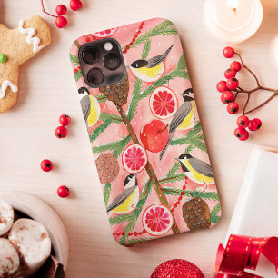 Schattige rode & gele Chickadee vogels Kerstboom H Case-Mate iPhone Case