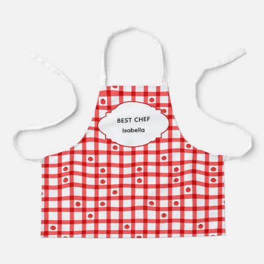 Schattige rode geruite tomaten Beste Chef Schort (Voorkant)