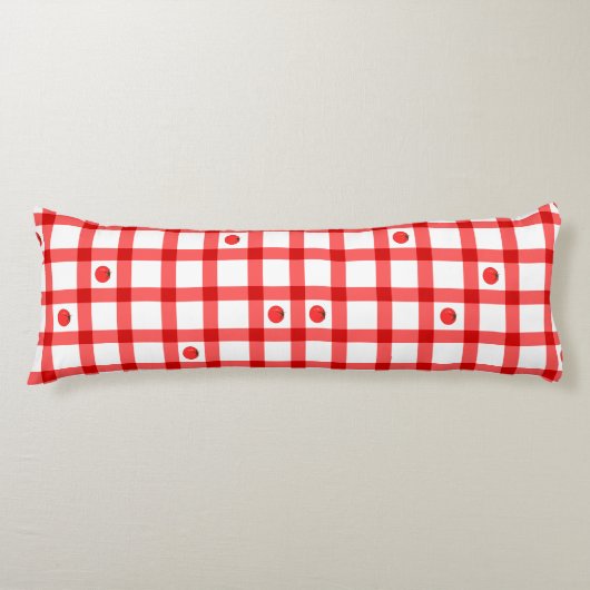 Schattige rode geruite tomaten lichaamskussen (Voorkant)