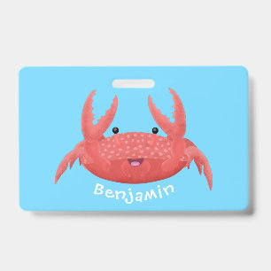 Schattige rode gevlekte krab cartoon illustratie badge