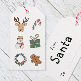 Schattige Rode Groene Feestelijke Kinderen Kerst V Cadeaulabel