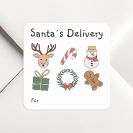 Schattige Rode Groene Festieve Kinderen Kerst Vaka Vierkante Sticker