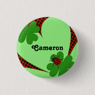 Schattige rode groene lieveheersbeestje klaverblad ronde button 3,2 cm