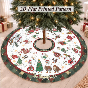 Schattige Rode Groene Whimsical Dwaze Gans Kerstmi Kerstboom Rok