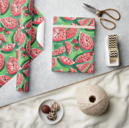 Schattige Rode Groene Zoete Zomer Watermeloen Wate Cadeaupapier