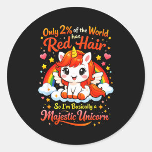 Schattige rode haar eenhoorn ginger trots roodhari ronde sticker
