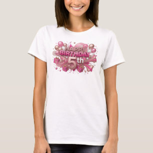Schattige Rode HAPPY BIRTHDAY 5TH T-shirt