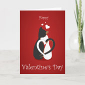 Schattige Rode Hart Kat Gelukkig Valentijnsdag Kaa Feestdagen Kaart (Voorkant)