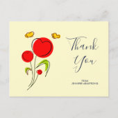 Schattige Rode Hartbloemen Illustratie Dank Je Briefkaart (Voorkant)