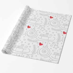 Schattige Rode Harten Whimsical Kerstvakantie Cadeaupapier