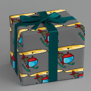 Schattige Rode Helikopter Leuk Vliegontwerp Cadeaupapier