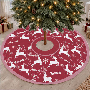 Schattige Rode Herhalende Naam Rendier Kerstmis Kerstboom Rok