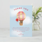 Schattige rode hete luchtballon kinderverjaardag bedankkaart (Staand voorkant)
