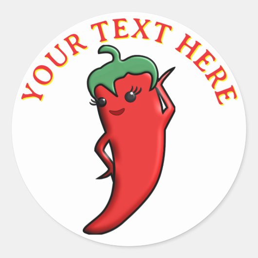 Schattige Rode Hete Peper Kawaii Aangepast Ronde Sticker (Voorkant)