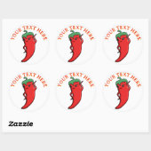 Schattige Rode Hete Peper Kawaii Aangepast Ronde Sticker (Vel)
