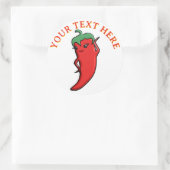 Schattige Rode Hete Peper Kawaii Aangepast Ronde Sticker (Tas)