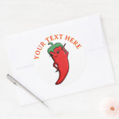 Schattige Rode Hete Peper Kawaii Aangepast Ronde Sticker (Envelop)