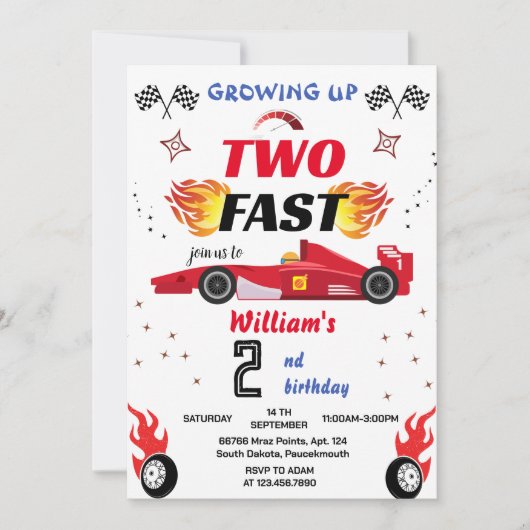 schattige rode jongen auto's Race auto twee snelle Kaart (Voorkant)