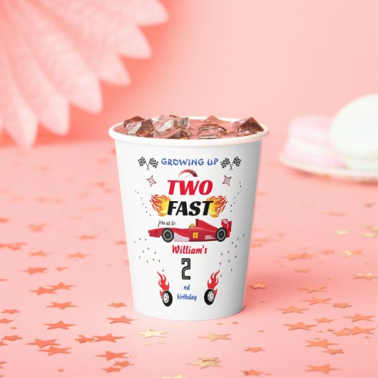 schattige rode jongen auto's Race auto twee snelle Papieren Bekers (Insitu)