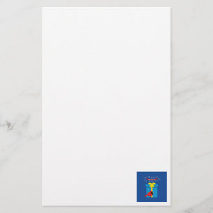 Schattige Rode Kardinaal Met Blauwe Cadeau Briefpapier