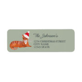 Schattige rode kat groene Kerst Label (Voorkant)