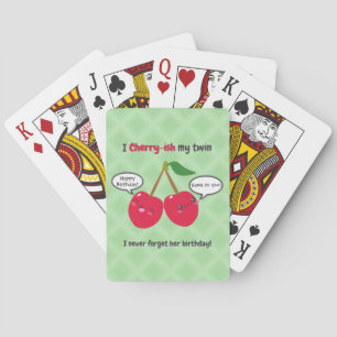 Schattige Rode Kers Kawaii Tweeling Verjaardag Pokerkaarten