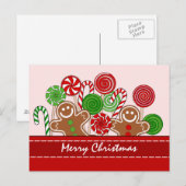 Schattige rode kerst gingerbreads feestdagenkaart (Voorkant / Achterkant)