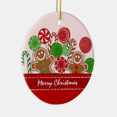 Schattige rode kerst gingerbreads keramisch ornament (Rechts)