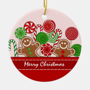 Schattige rode kerst gingerbreads keramisch ornament