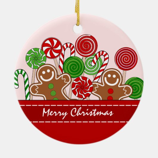 Schattige rode kerst gingerbreads keramisch ornament (Achterkant)