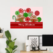 Schattige rode kerst gingerbreads poster (Thuiskantoor)