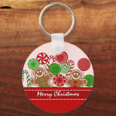 Schattige rode kerst gingerbreads sleutelhanger (Voorkant)