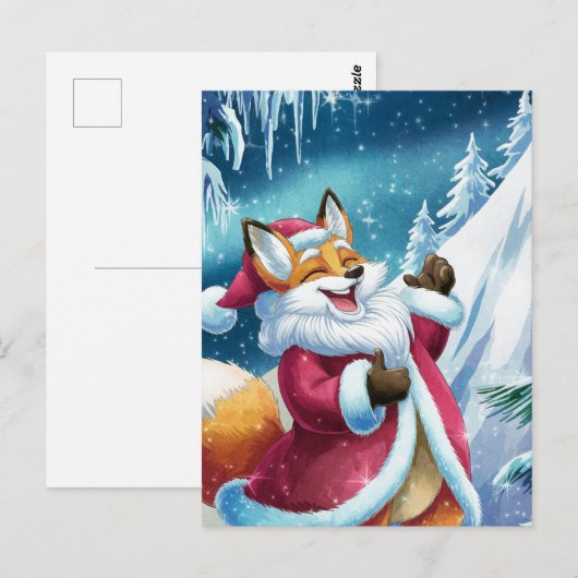 Schattige rode kerstvos zingt briefkaart (Voorkant / Achterkant)