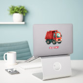 Schattige rode kiepwagen sticker (Laptop op bureau)