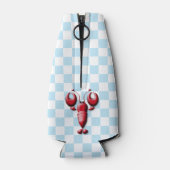 Schattige rode kreeft hart tang blauw geruit flesjeskoeler (Achterkant)