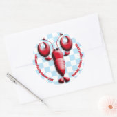 Schattige rode kreeft hart tang blauw geruit ronde sticker (Envelop)
