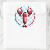 Schattige rode kreeft hart tang blauw geruit ronde sticker (Tas)