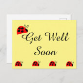 Schattige Rode Lieveheersbeestje Beterschap Briefkaart (Voorkant / Achterkant)