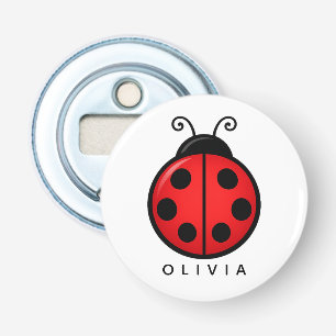Schattige Rode Lieveheersbeestje Met Naam Grafisch Button Flesopener