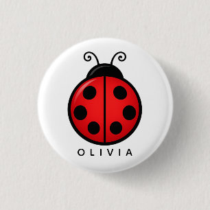 Schattige Rode Lieveheersbeestje Met Naam Grafisch Ronde Button 3,2 Cm